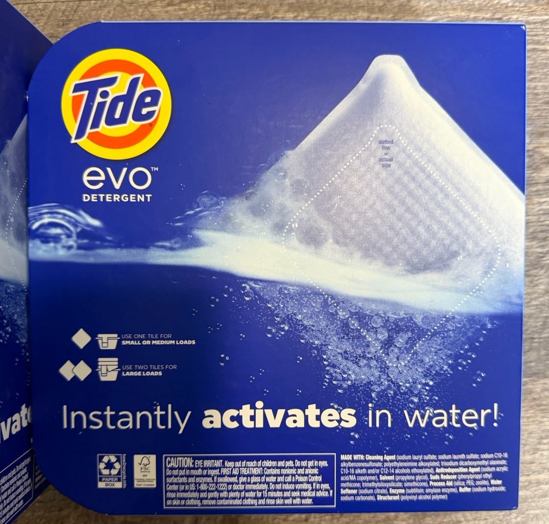 Tide Evo Laundry Detergent Tiles Free Gentle Hypoallergenic Sensitive Skin, 84ct