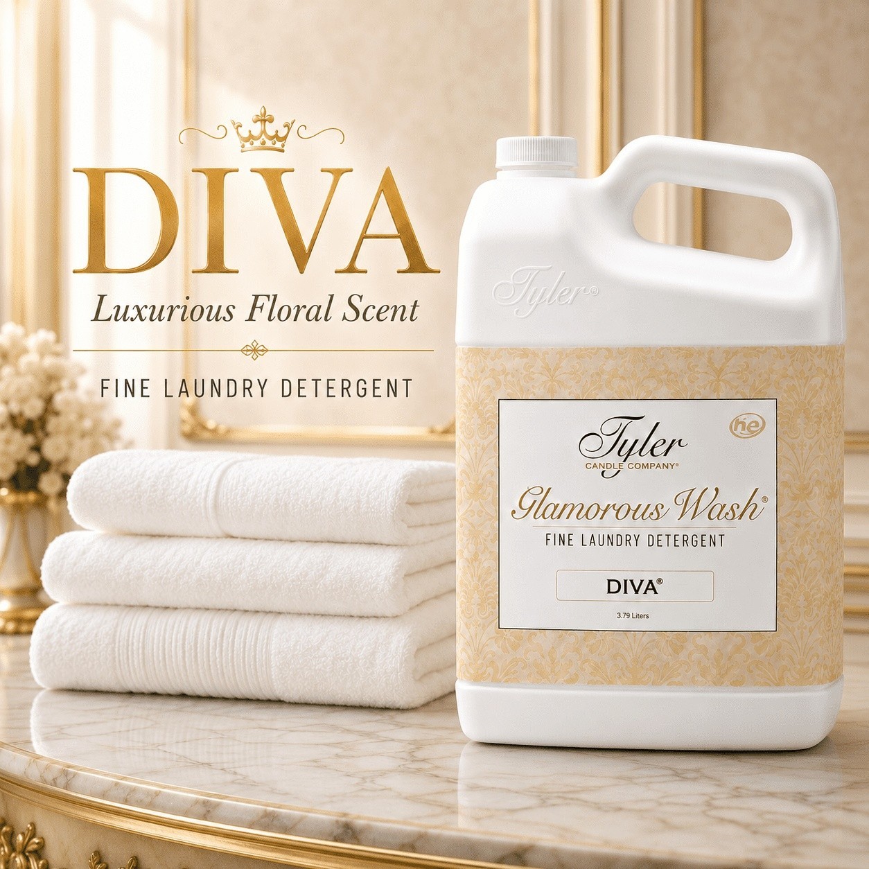 Tyler Candle Diva Glamorous Wash Liquid Laundry Detergent, 48 Loads, 128 fl oz