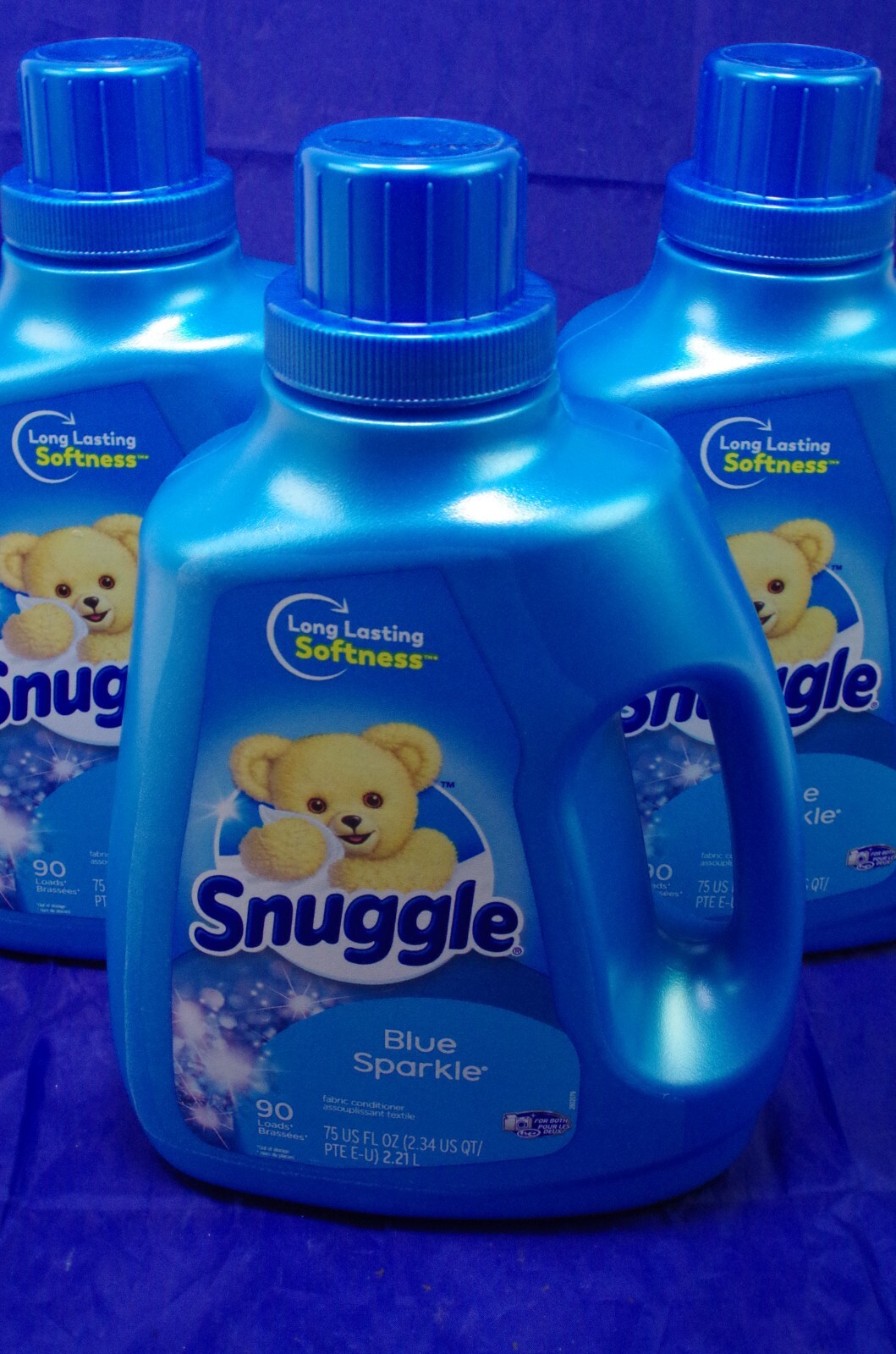 3 Pack of Snuggle Fabric Softener Liquid, Blue Sparkle, 75 Ounce, 90 Loads