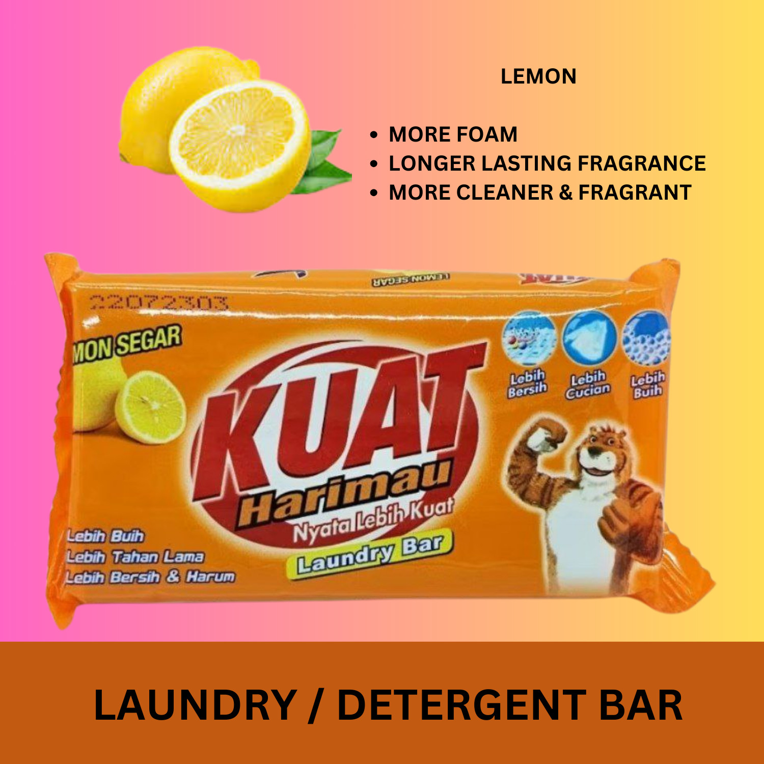 5/4 KUAT Detergent Bar Laundry Bar Soap Powerful Cleaning Lemon Flower Fragrance