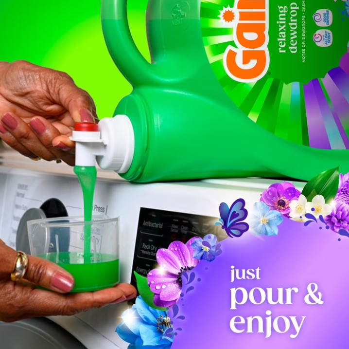 (2 Pack) Gain Laundry Detergent Liquid Relaxing Dewdrop 132 fl oz 100 Loads