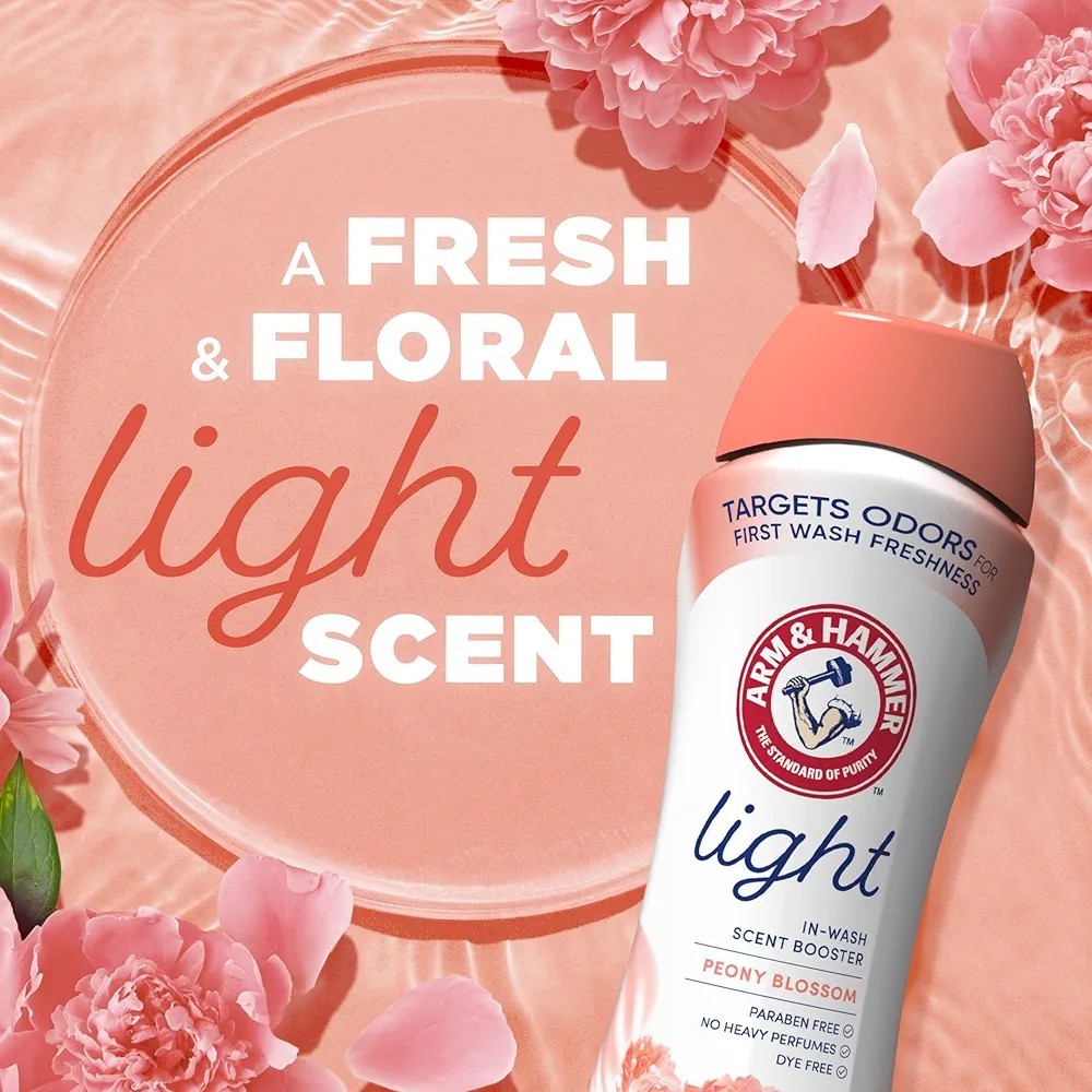 ARM & HAMMER Light Peony Blossom In-Wash Scent Booster, No Dyes & Parabens 24oz