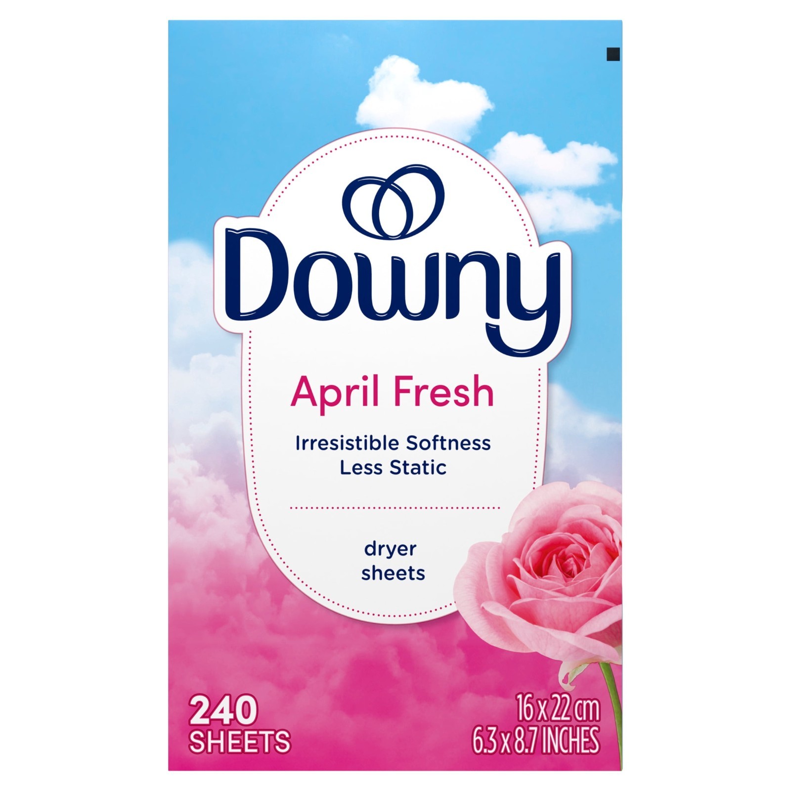 3 Pack Downy Fabric Softener Dryer Sheets, April Fresh Scent, 240 Count, Static