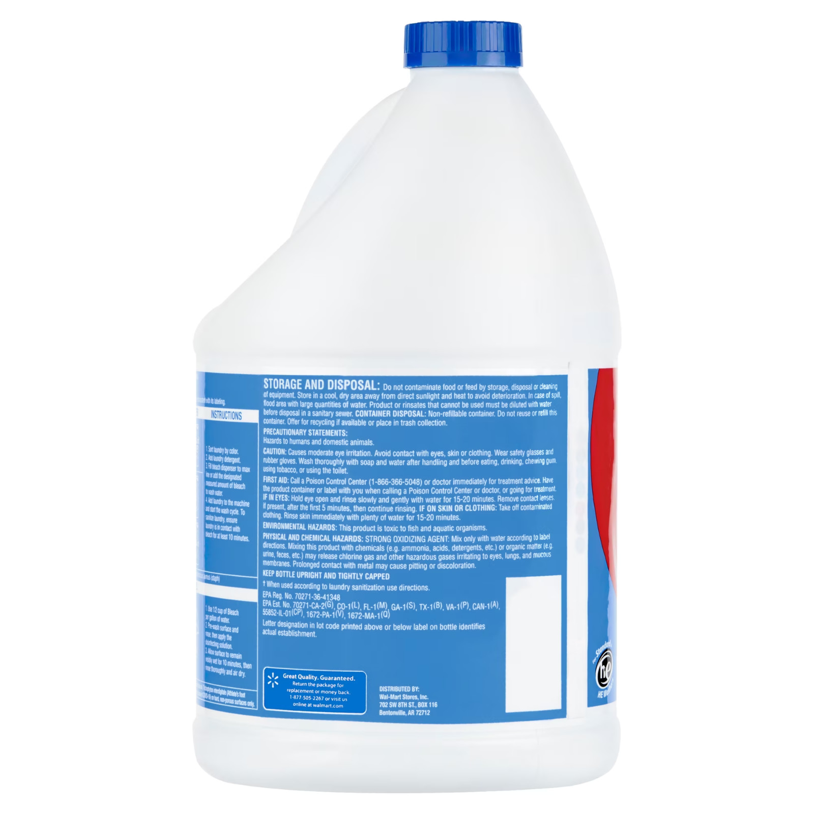 Great Value Low Splash Bleach Regular, 121 oz (Pack-2)