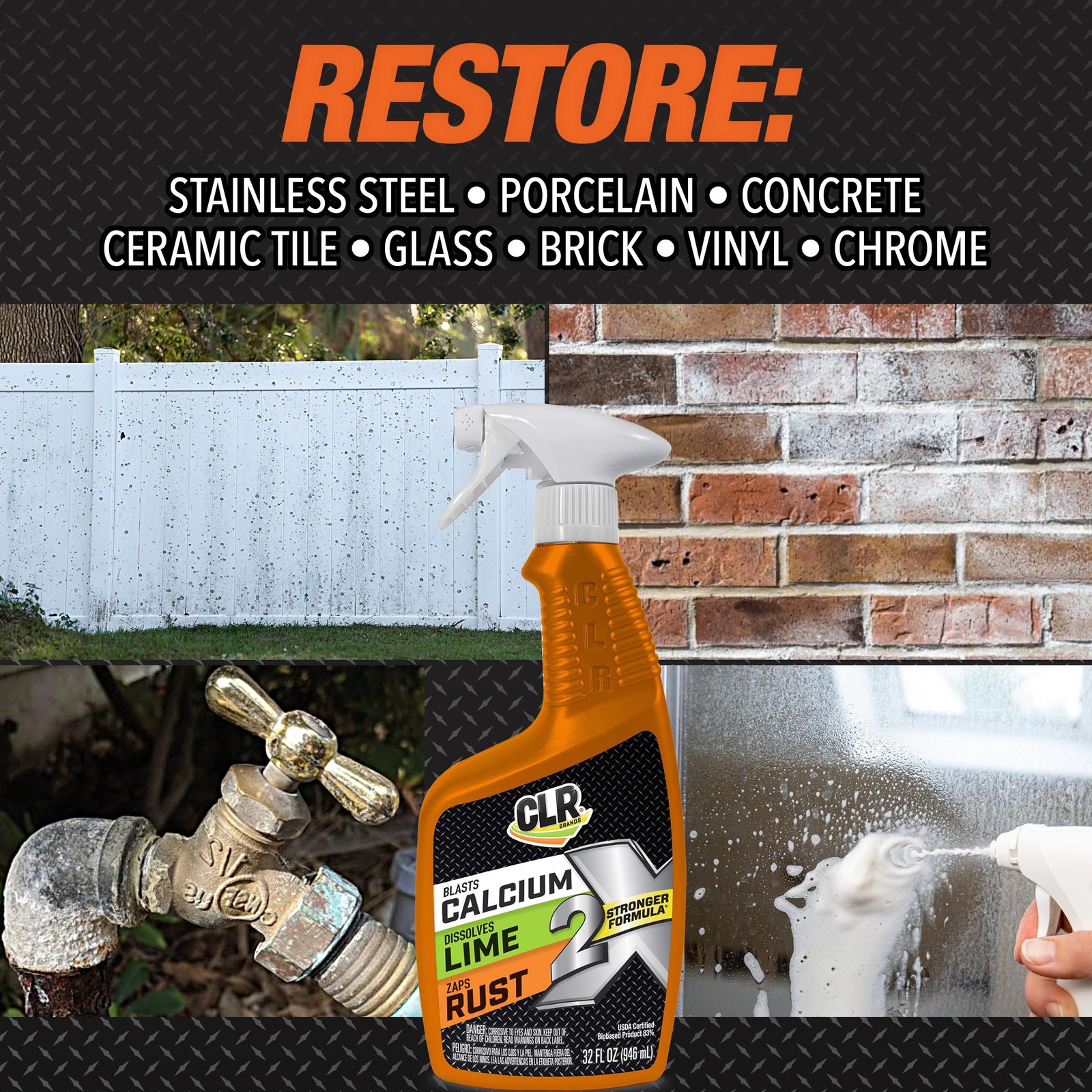 CLR Brands 2X Calcium Lime and Rust Remover – 32 oz 32 Fl Oz (Pack of 1)
