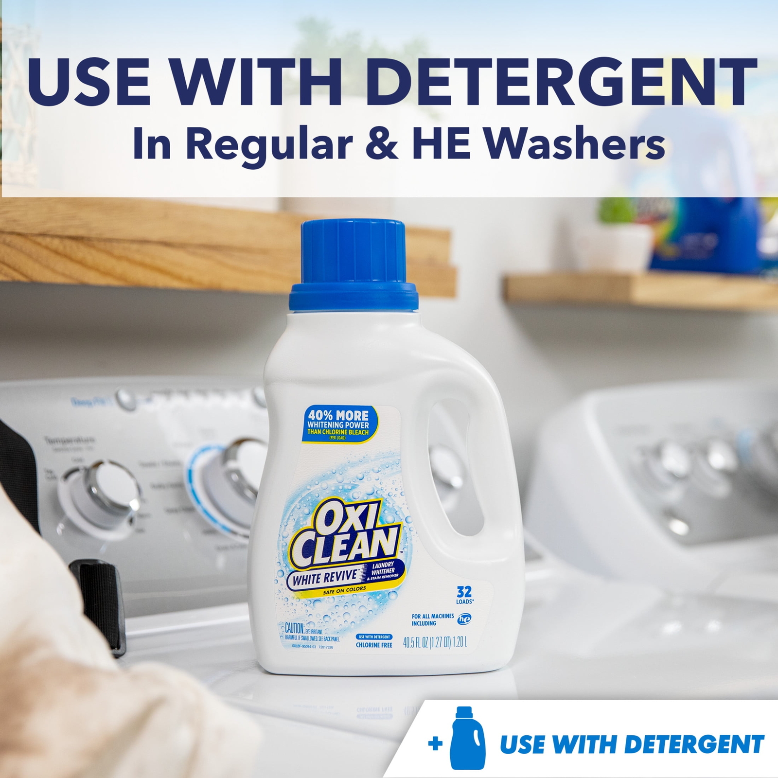 White Revive Laundry Whitener and Laundry Stain Remover Liquid, 66 fl oz