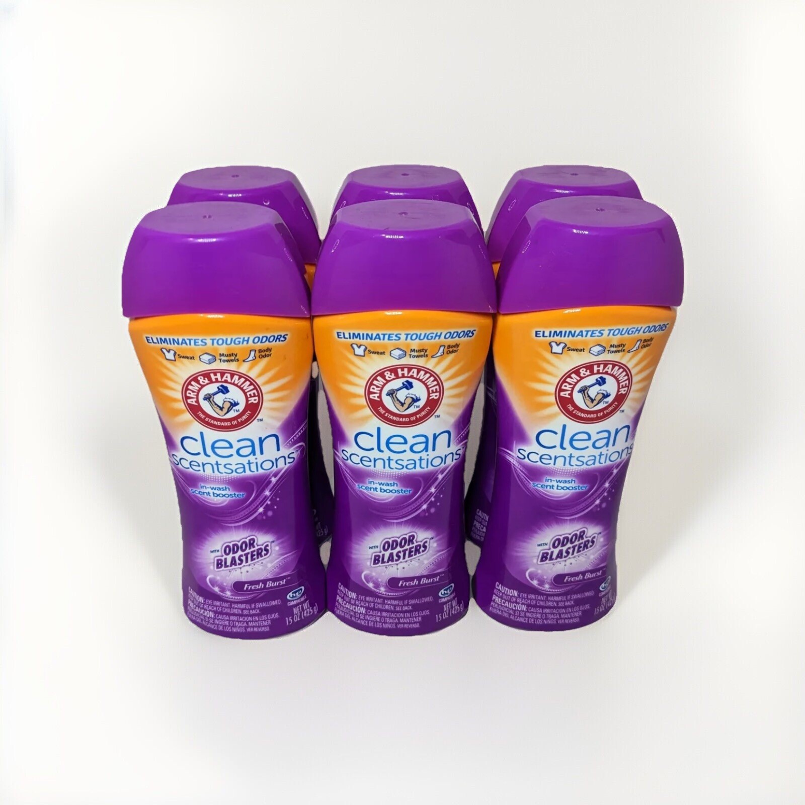 Lot of 6 Arm & Hammer Clean Scentsations Scent Booster Fresh Burst 15 OZ