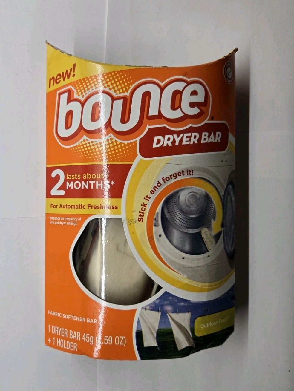 Bounce Dryer Bar 2 Month Outdoor Fresh Scent Fabric Softener NOS 1 Bar