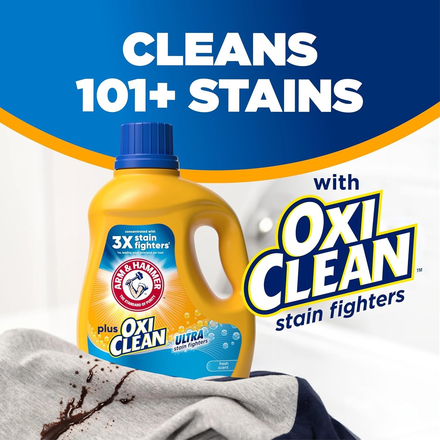Concentrated Plus OxiClean Liquid Detergent – 74 Loads, 96.2 Fl Oz, Fresh Scent