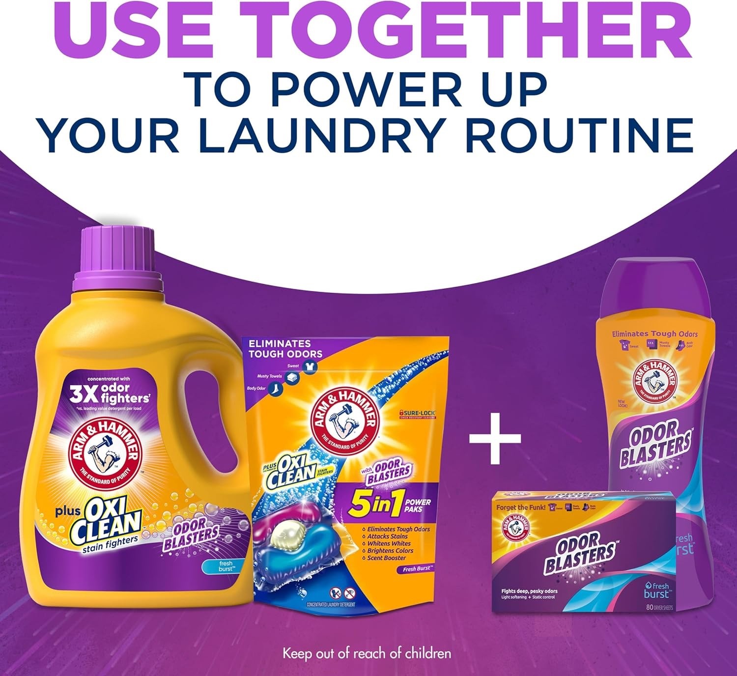 ARM & HAMMER Plus OxiClean Odor Blasters Fresh Burst, 128 Loads (166.5 fl oz)