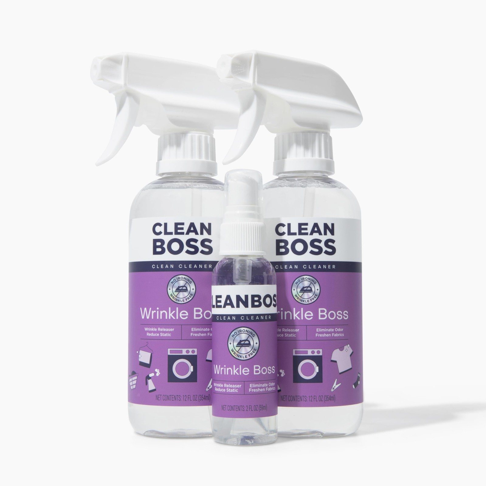 CleanBoss Wrinkle Boss Release Spray for Clothing – 2 8.67 Fl Oz (Pack of 3)