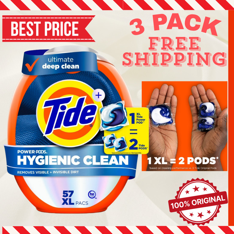 [3 PACK] Tide Hygienic Clean Power PODS Laundry Detergent Pacs, 57 Count