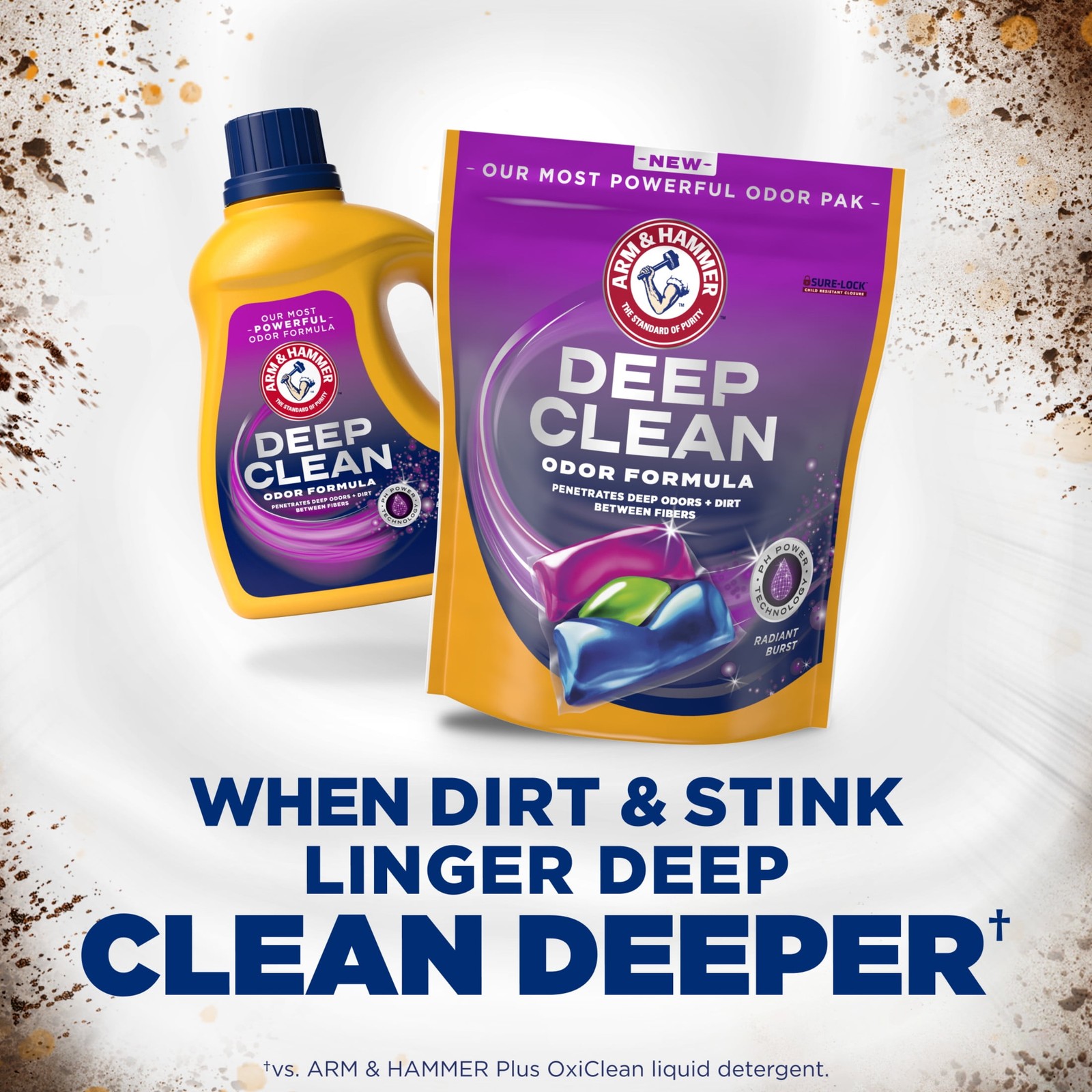 (4 pack)Deep Clean Odor Formula Detergent Power Paks, Radiant Burst, 32 Count