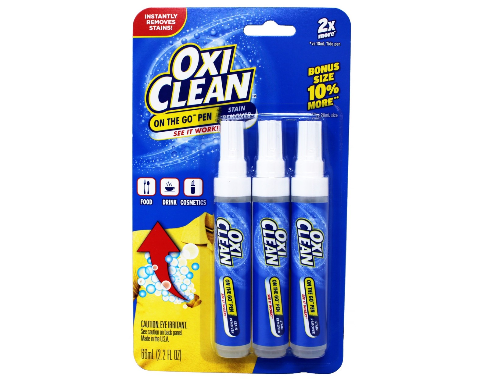 OxiClean On The Go Stain Remover Pen, Instant Stain Removal Stick, 3-Count