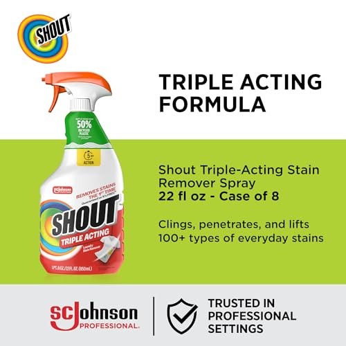 Shout Laundry Stain Remover Spray, 22 fl oz Bottles, 8 Pack