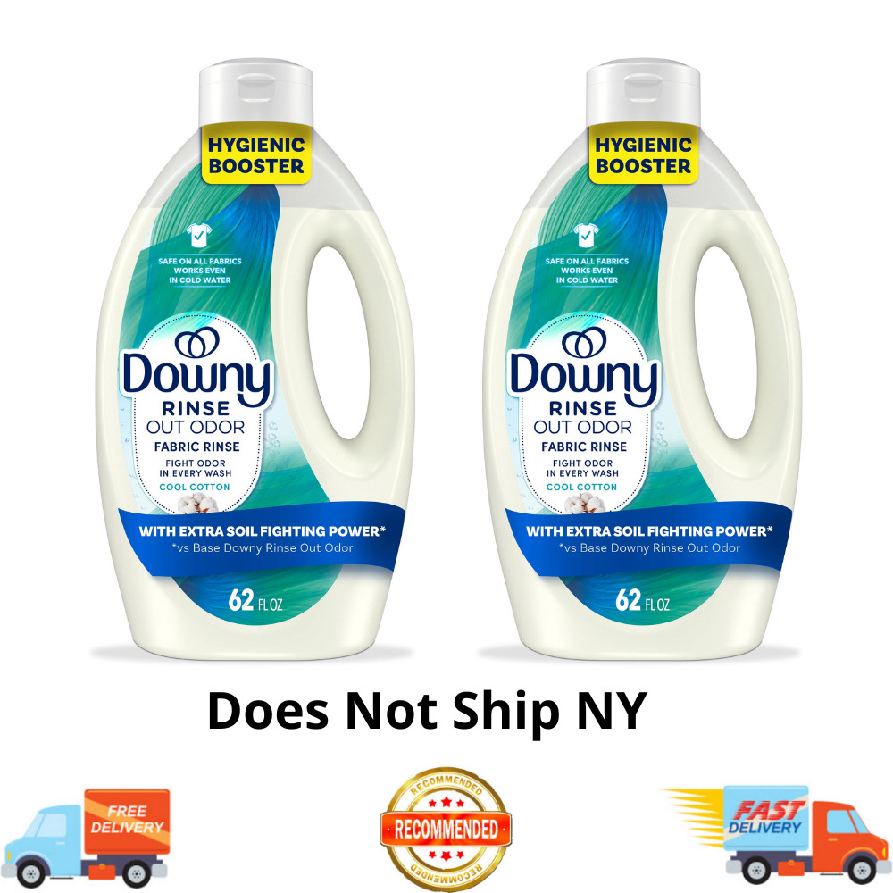 Downy Rinse & Refresh Laundry Odor Remover, Cool Cotton Scent, 62 fl oz, 2 Pack