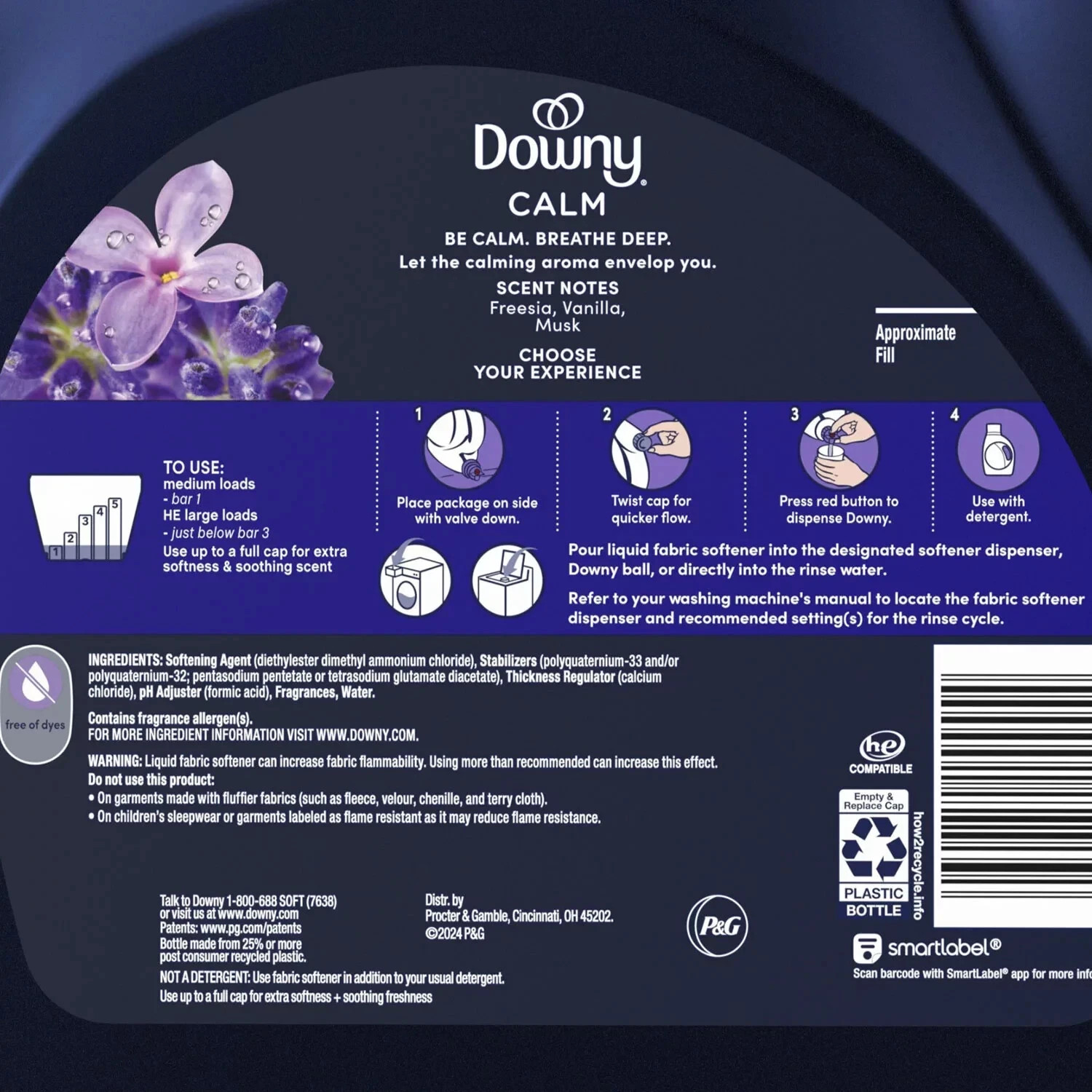 Downy Ultra Soft + Calm Fabric Softener, Lavender & Vanilla Bean, 111 fl oz USA
