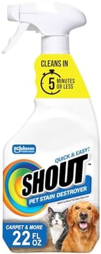 Shout Pet Stain Remover Spray, Color-Safe Multisurface & Carpet Cleaner Solut…