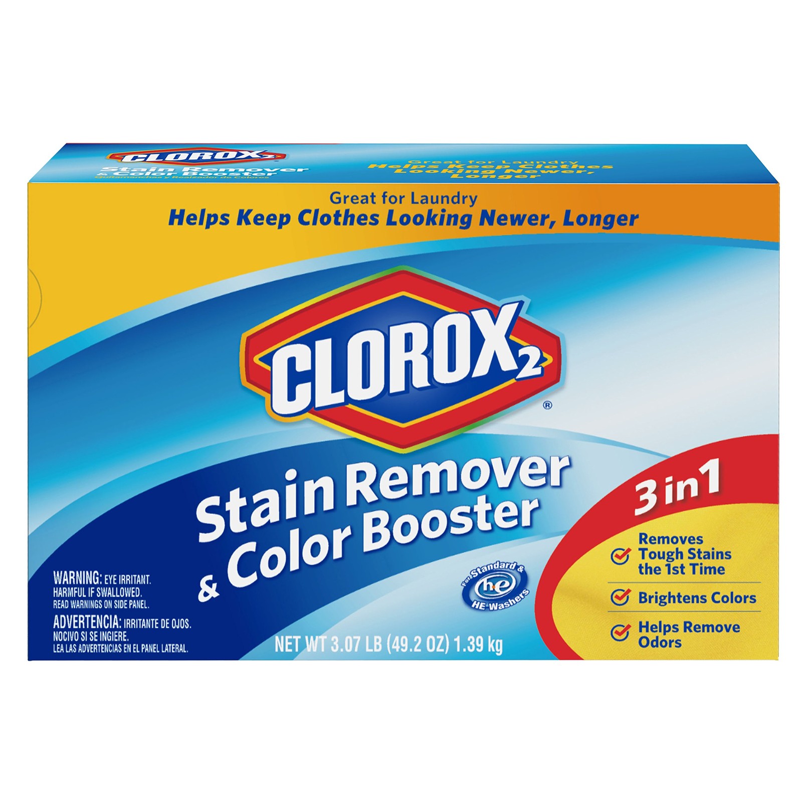 Clorox 2 Laundry Stain Remover Color Booster Powder 49.2 Ounce Pack of 1