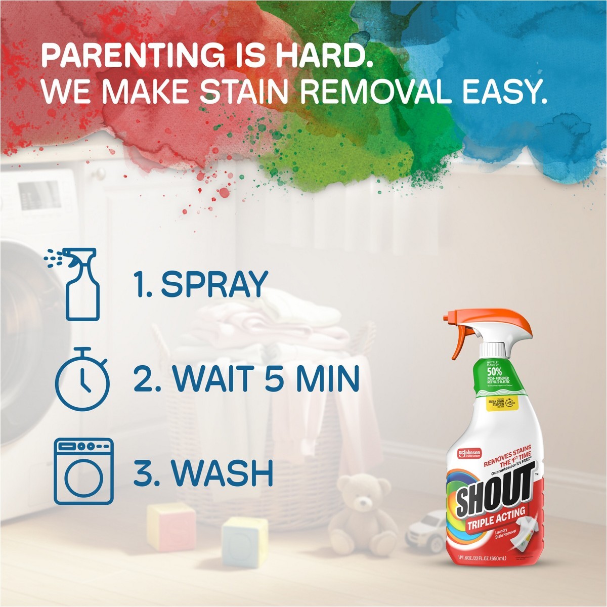 Triple-Acting Laundry Stain Remover Spray – 22 fl oz: Bleach-Free,Phosphate-Free