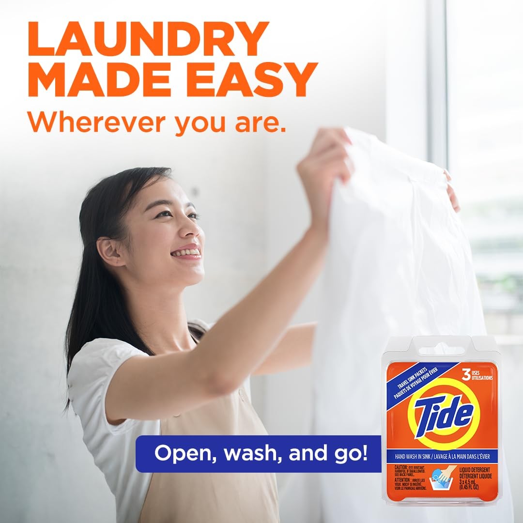 Tide Travel Sink Packets, 4 Packs of 3 7.2 Fl Oz (12 Count)