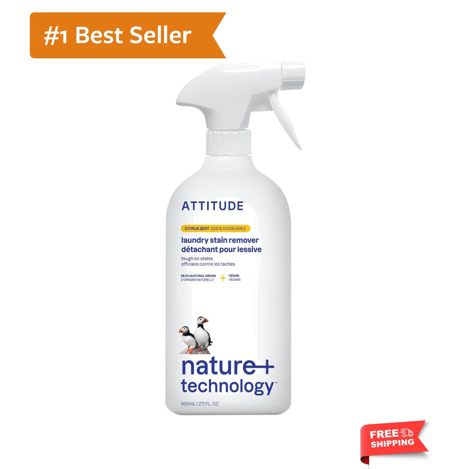 ATTITUDE Stain Remover Spray for Laundry, Removes Odors & Stains, Plant-Based…