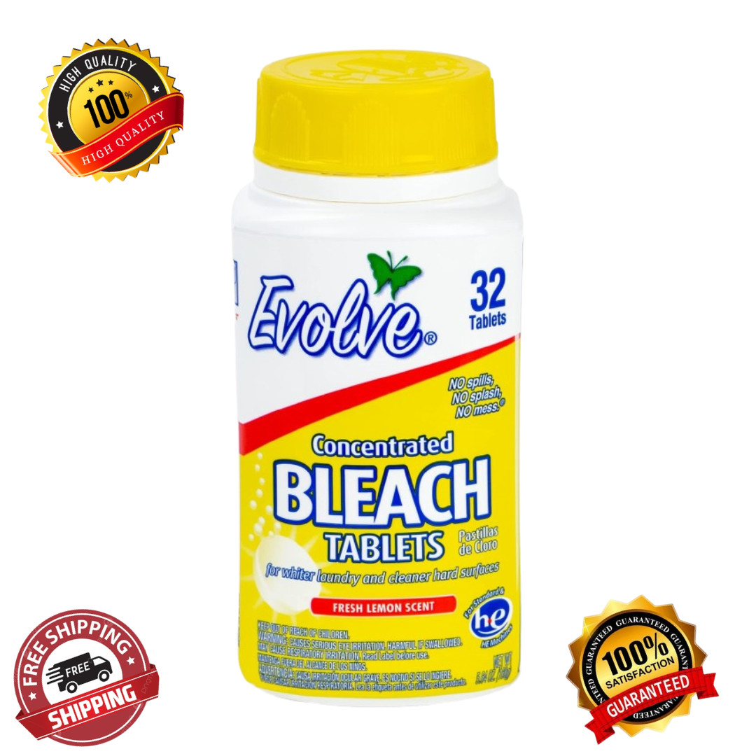 Evolve 32 Count Concentrated Bleach Tablets – Fresh Lemon Scent