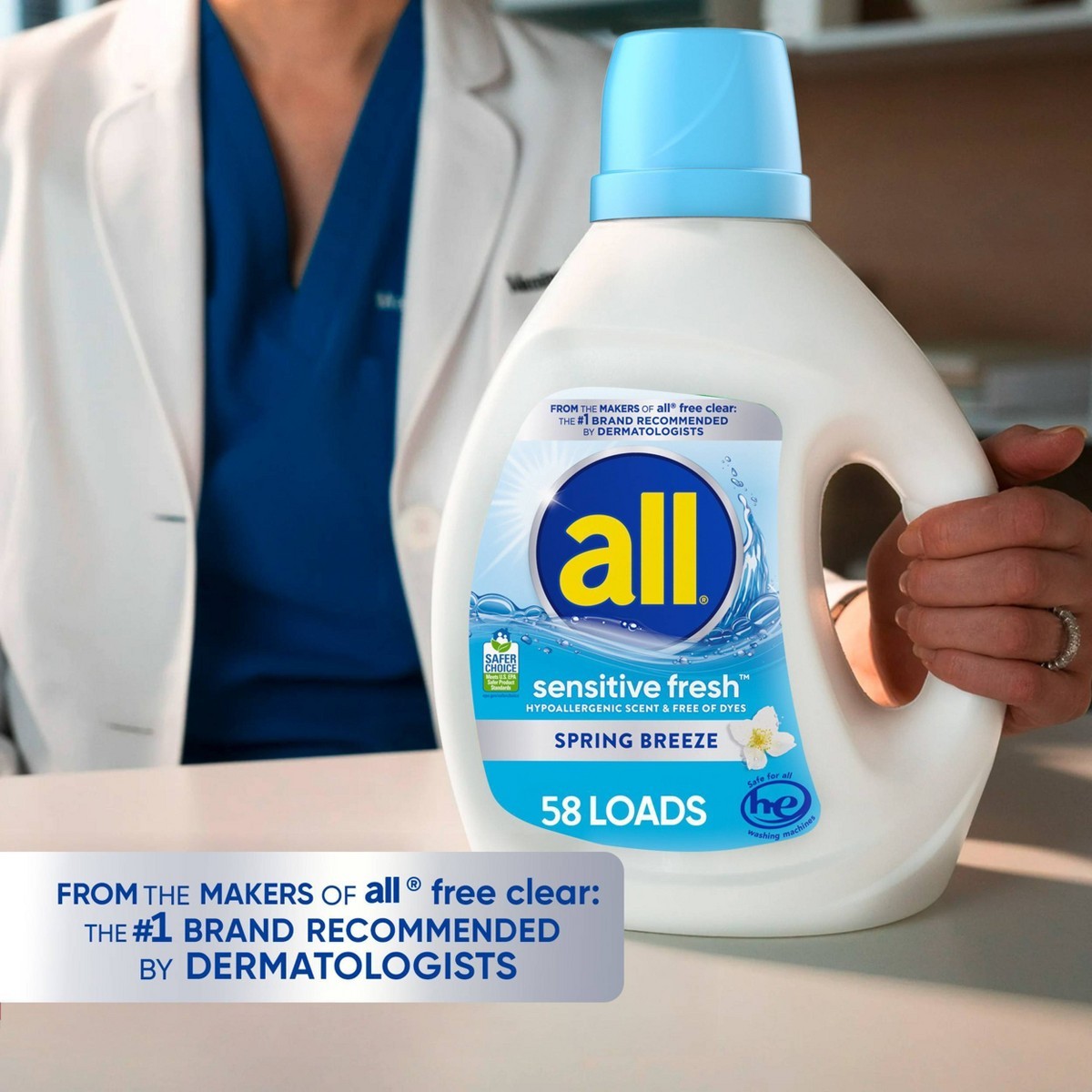 All Sensitive Fresh Spring Breeze HE Liquid Laundry Detergent 58 Loads -73 fl oz