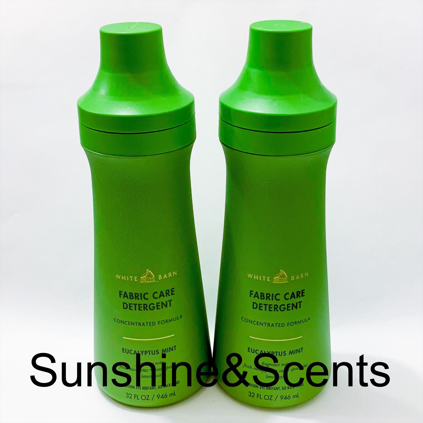 2-Pack WHITE BARN Bath & Body Works EUCALYPTUS MINT Fabric Care Detergent 32 oz