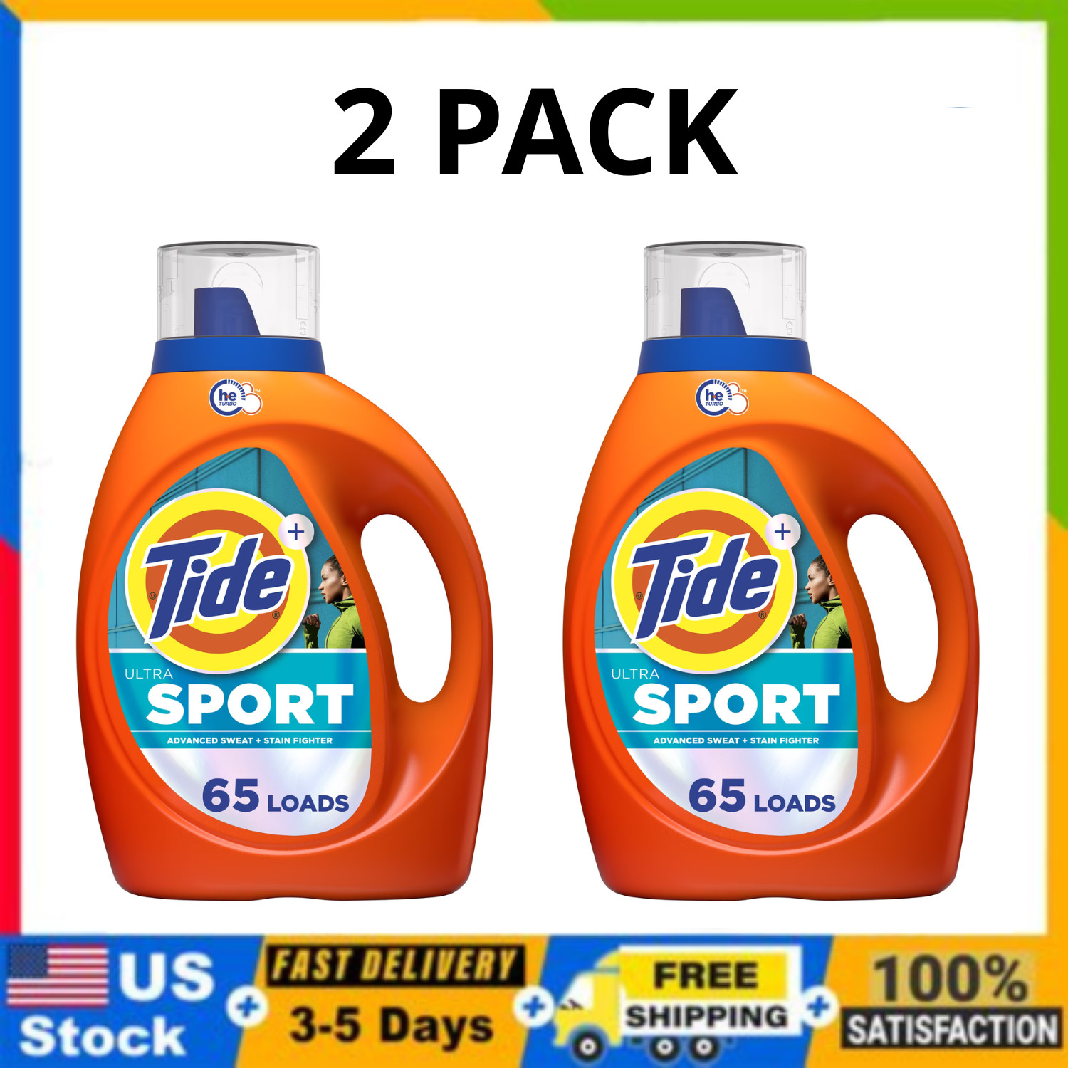 Tide Ultra Sport Liquid Laundry Detergent HE Sweat & Stain Fighter 92 oz, 2 Pack