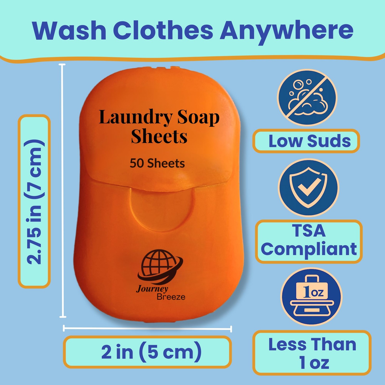 Travel Laundry Detergent Sheets with Universal Sink Stopper – 50-Count Travel…