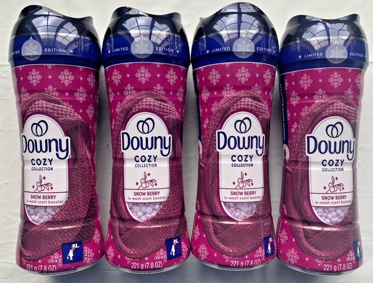 4 Pack Downy Cozy Collection Snowberry In Wash Scent Booster Beads 7.8oz