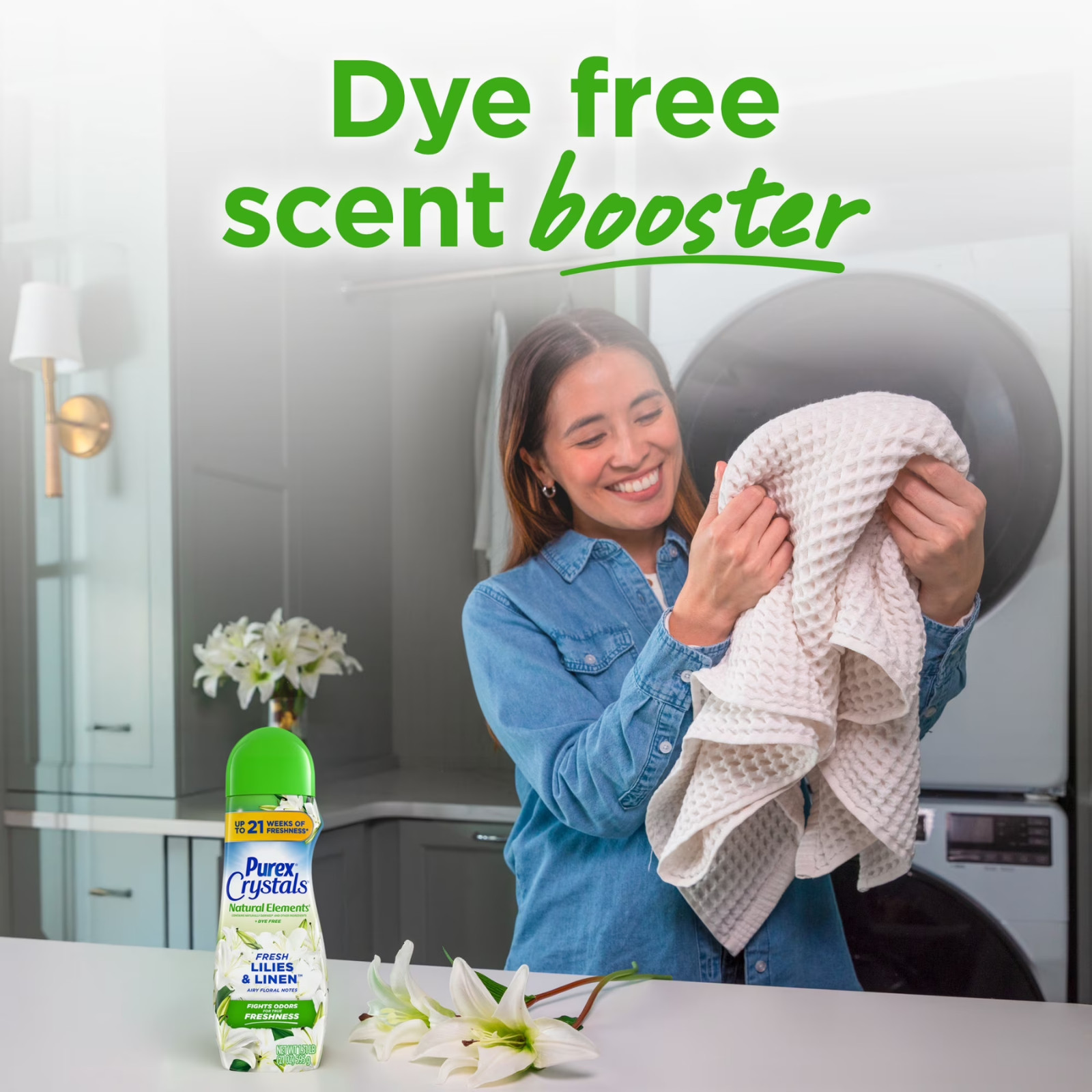 (2 Pack) Purex Crystals Natural Elements Scent Booster – Lilies & Linen – 39oz