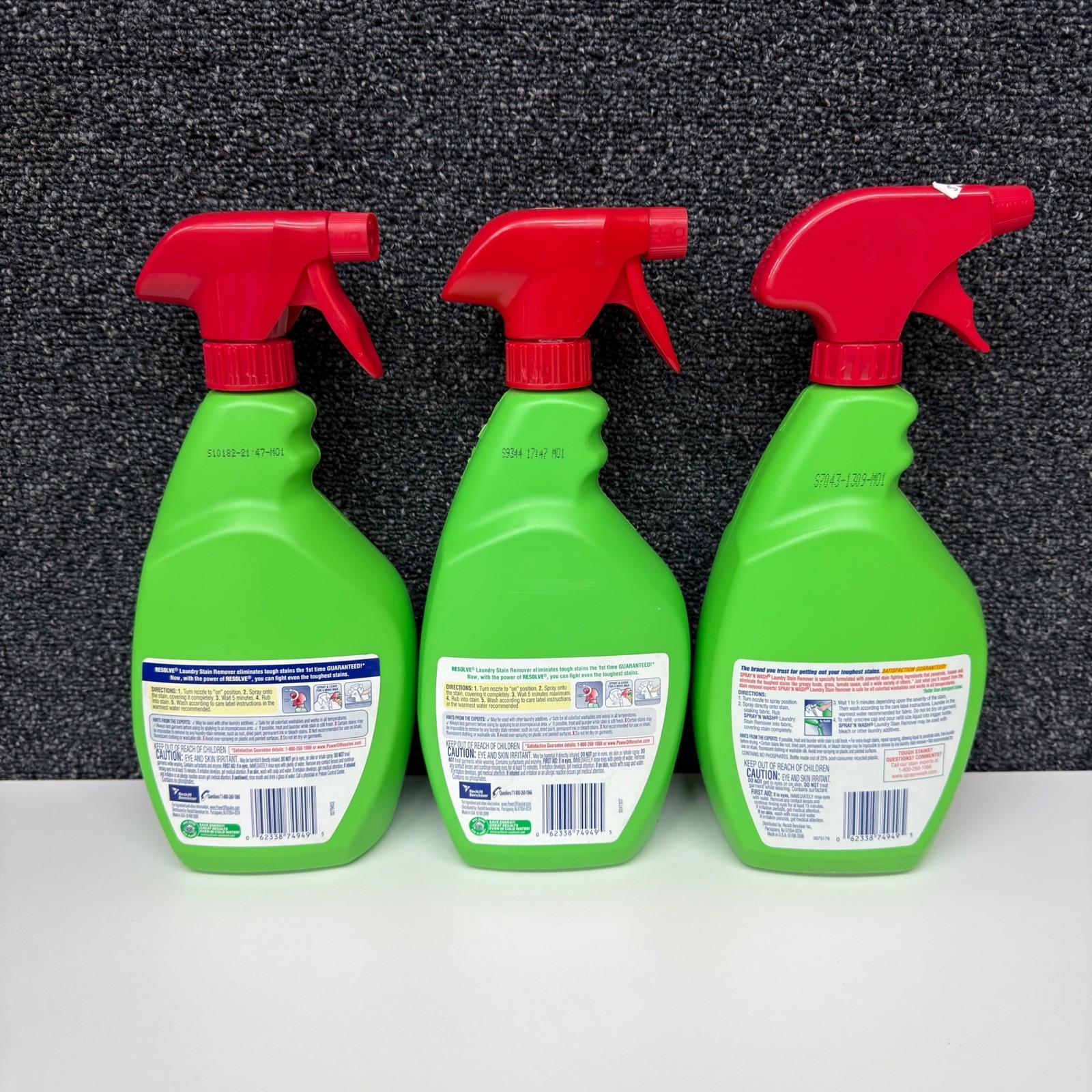 Lot of 3 Resolve Spray n Wash Laundry Stain Remover 30oz Trigger Spray Bottles