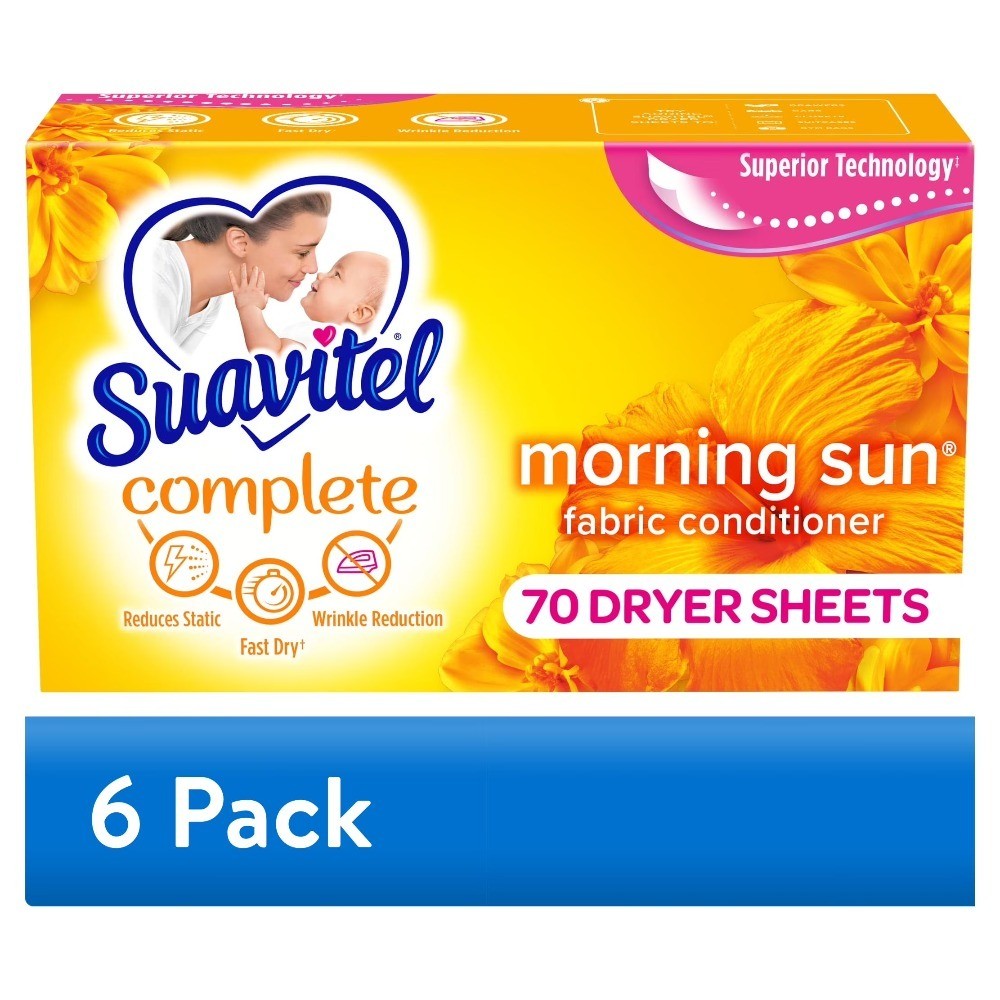 (6 pack) Complete Dryer Sheets, Fabric Conditioner, Morning Sun, 70 Sheets