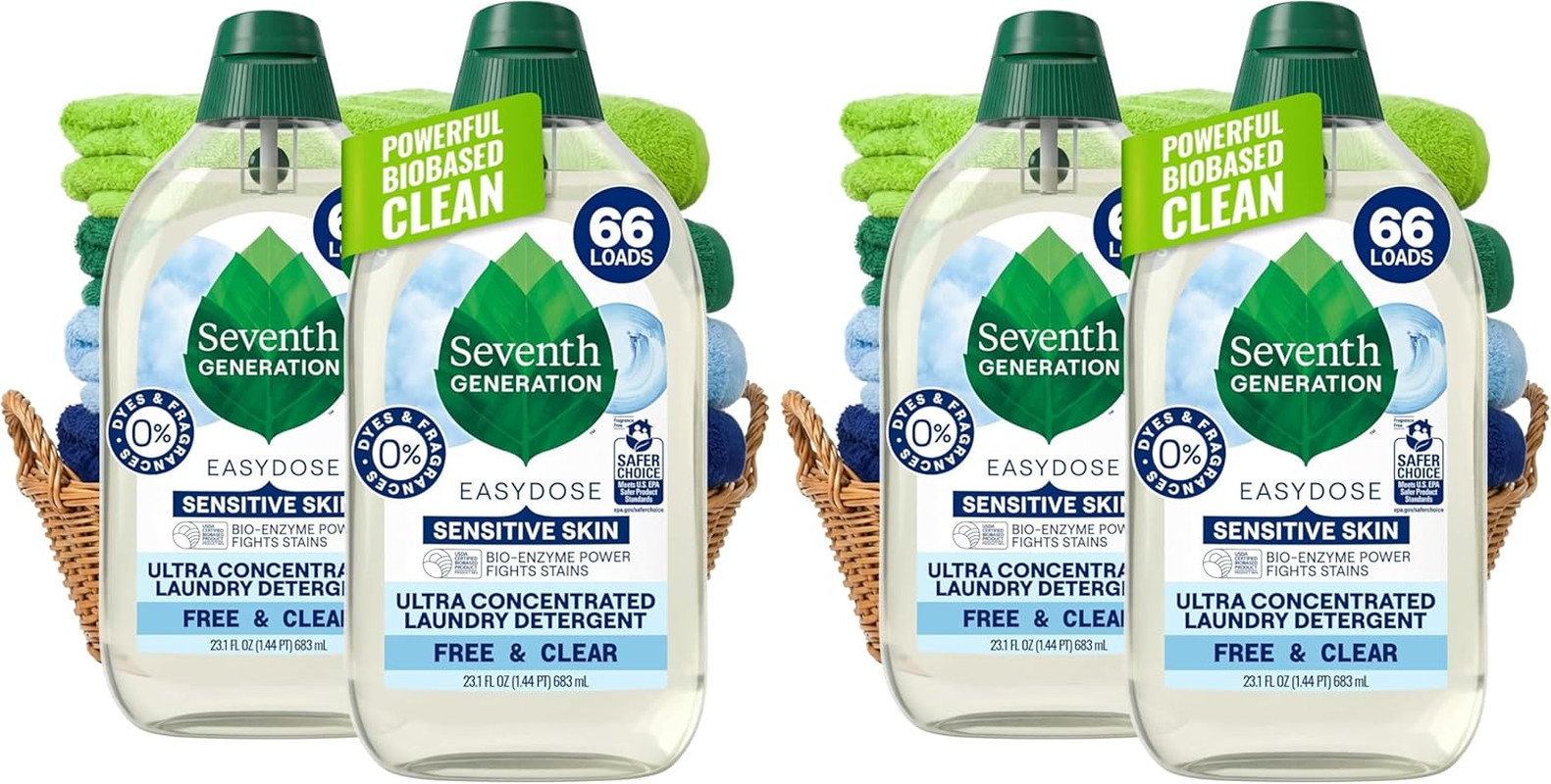 Seventh Generation EasyDose Laundry Detergent Free & Clear 23.1oz 4-Pack Bulk