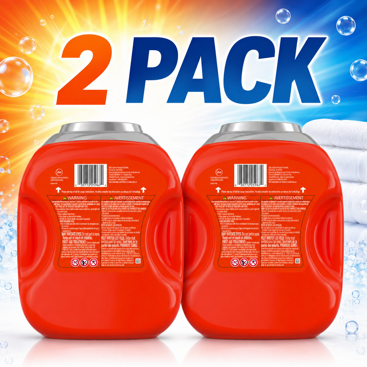 Tide Pods with Ultra Oxi Laundry Detergent Pods – 100 pods (Pack of 2)