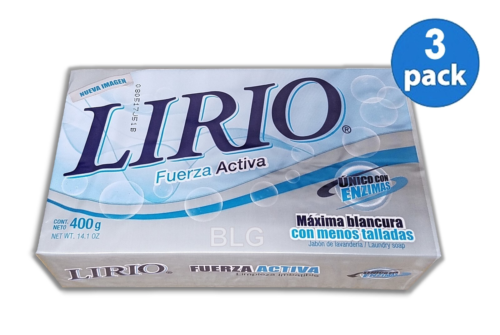 LIRIO SOAP Laundry Kitchen Detergent Cleaning Jabon Lavanderia Ropa 14.1oz 3Bars