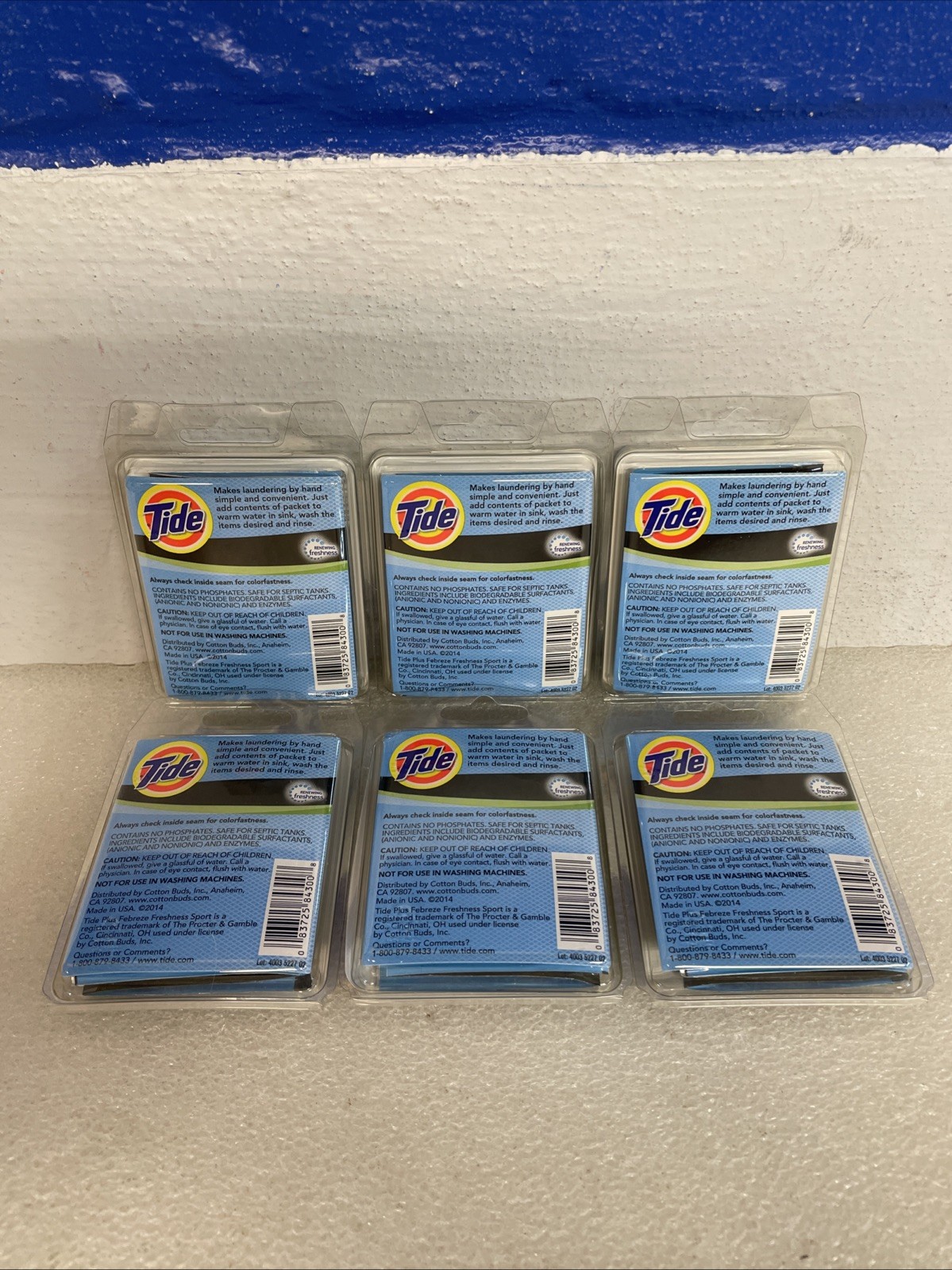 Tide Sport Plus Febreze Liquid Detergent Travel Sink Packs 6 Packs Of 3 New
