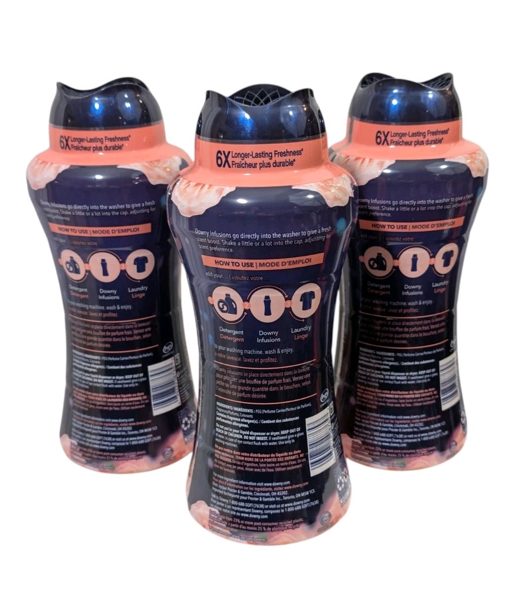 LOT of 3 Downy Infusions Bliss Scent Booster Sparkling Amber & Rose 24 oz Sealed