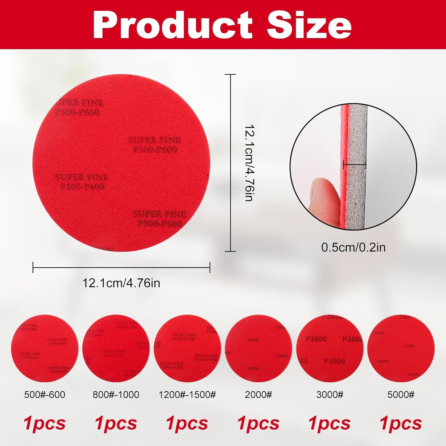 6-Pack 5-Inch Bowling Ball Sanding Pads with Assorted Grits for Resurfacing