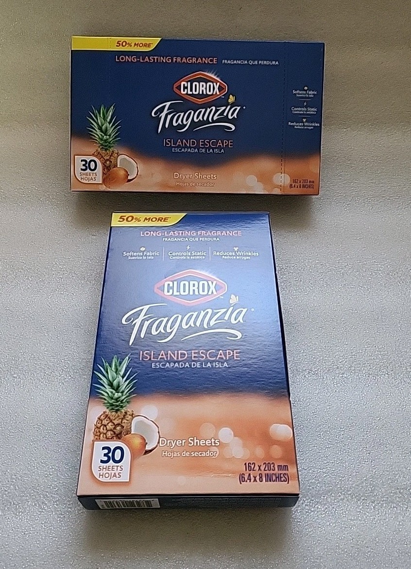 Clorox Fraganzia Dryer Sheets in Island Escape Scent 30 Sheets Sealed