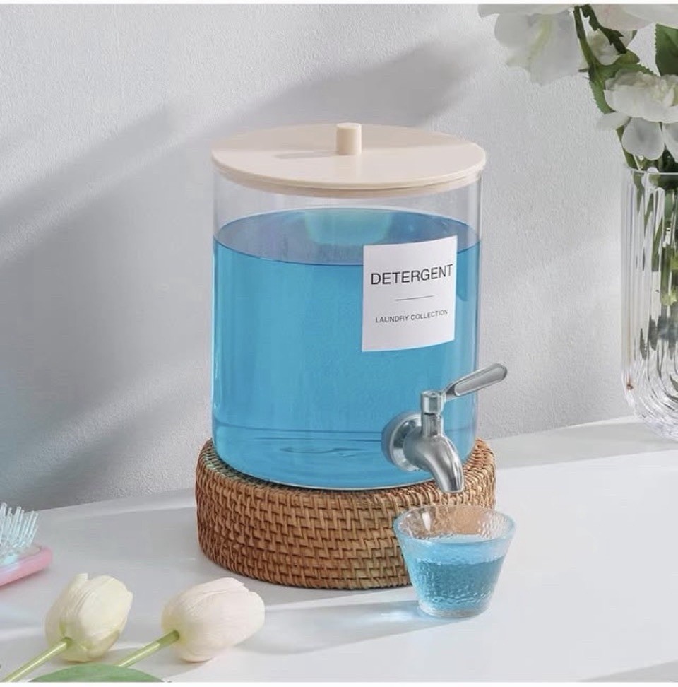 Glass Laundry Detergent Dispenser, 128 oz / 3.5L Fabric Softener Dispenser
