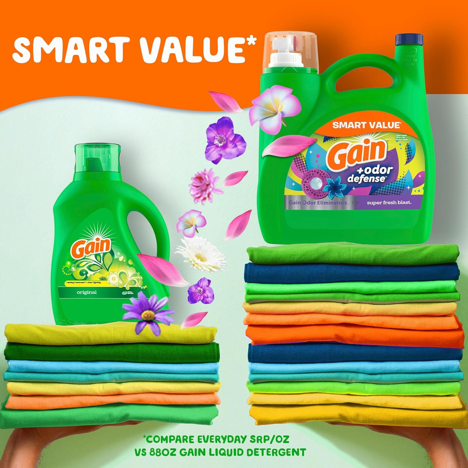 + Odor Defense Liquid Laundry Detergent, Super Fresh Blast Scent, 107 Loads, HE