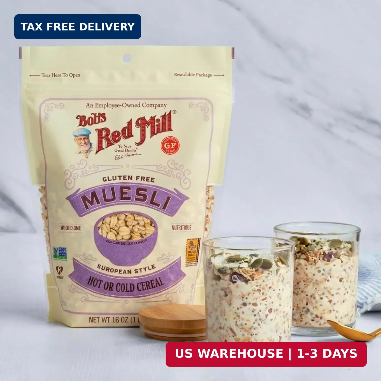 Bob’s Red Mill Gluten Free Muesli, 16oz (Pack of 4) – Gluten Free, Non GMO, Kosh