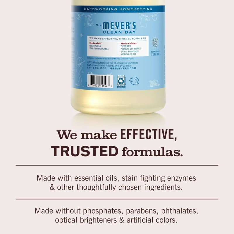 Liquid Laundry Detergent Rain Water 74 Loads 64oz: Dye-Free, Paraben-Free