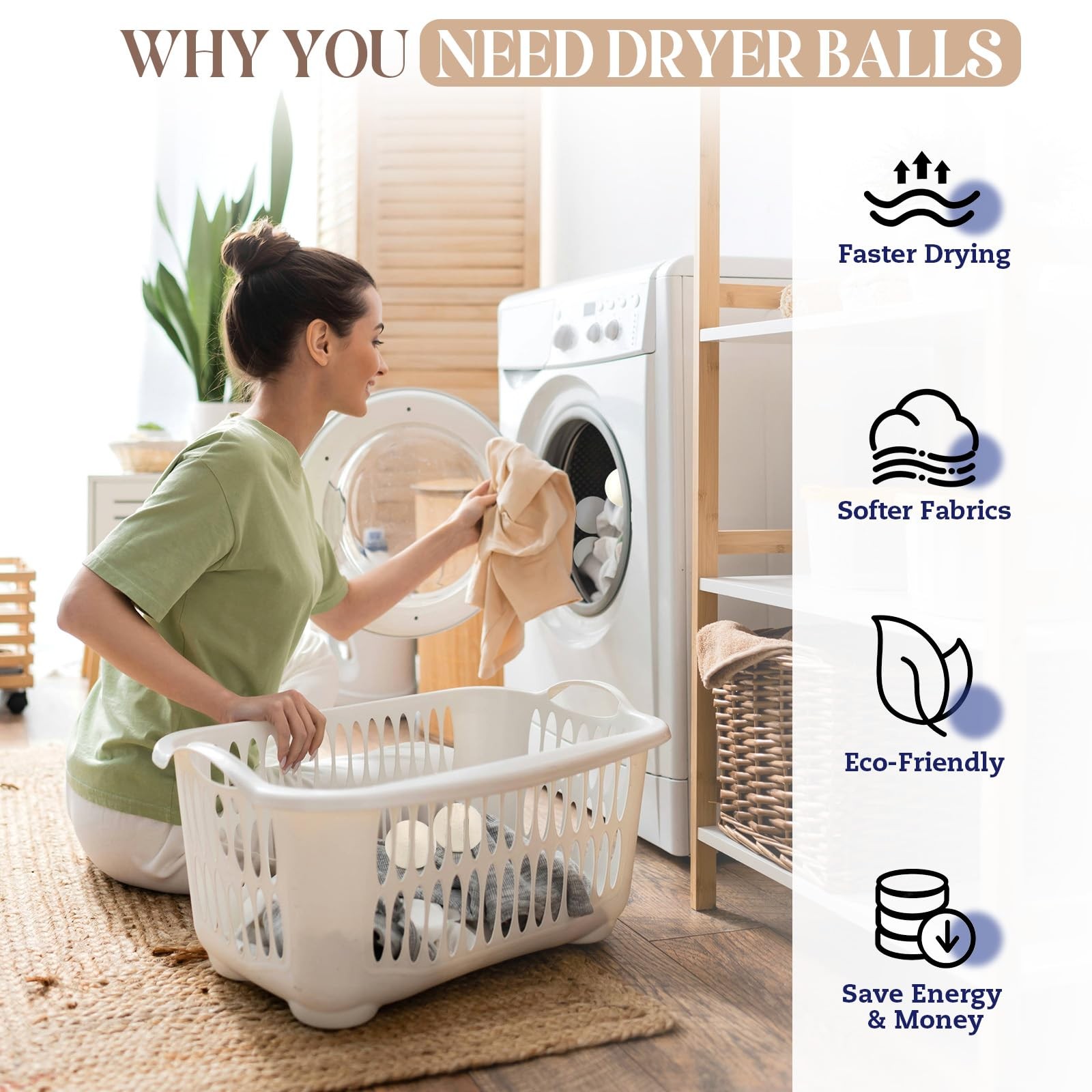 Wool Dryer Balls, New Zealand Dryer Balls Laundry Reusable Reduce Static Clin…