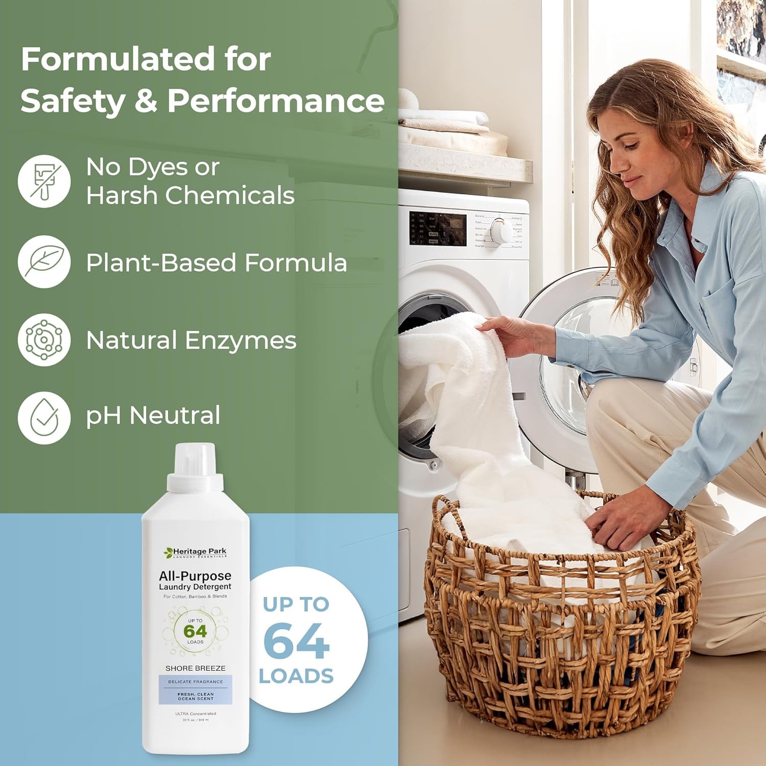 Heritage Park Luxury Laundry Detergent Dermatologist Tested Plant based Natural