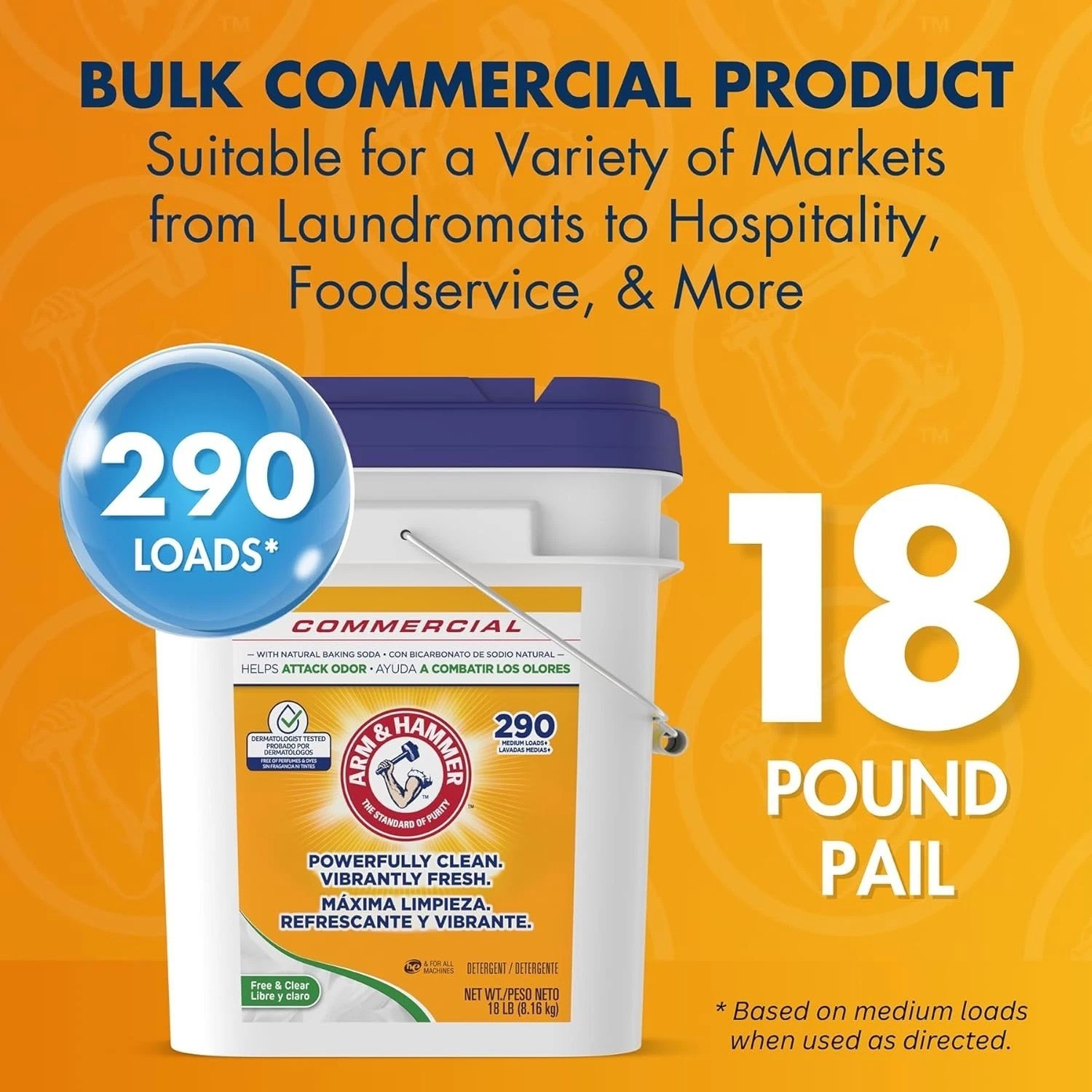 Free & Clear Professional Powder Laundry Detergent, 290 Loads, 18lb Bulk Pail