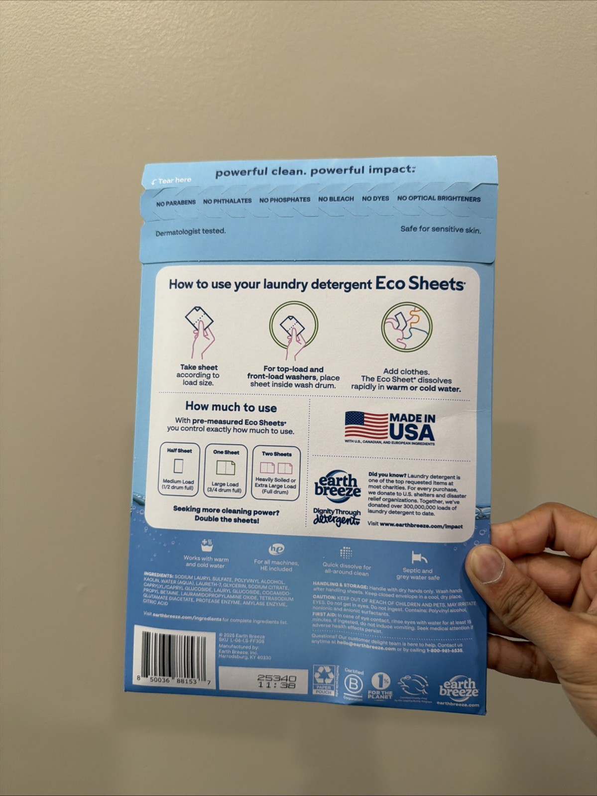 Earth Breeze ~ Laundry Detergent Eco Sheets ~ Fresh Scent ~ 30 Sheets ~ New